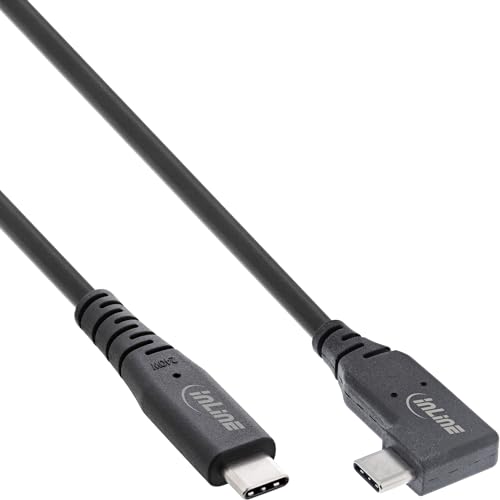 InLine® USB4 Kabel, USB-C, einseitig gewinkelt, PD 240W, 8K 60Hz, TPE, schwarz, 1m