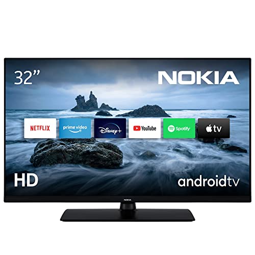 Nokia 32 Zoll (80cm) HD Ready Fernseher Smart Android TV 12V (HDR10, DVB-C/S2/T2, Netflix, Prime Video, Disney+) - HN32GV310C - 2023, Schwarz
