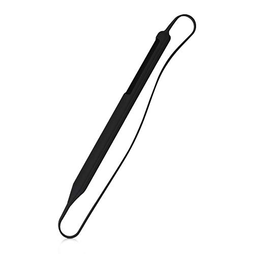 kwmobile Silikon Hülle kompatibel mit Apple Pencil (2. Gen) - Schwarz mit Strap - iPad Pen Case Stift Schutzhülle - Schutz Abdeckung