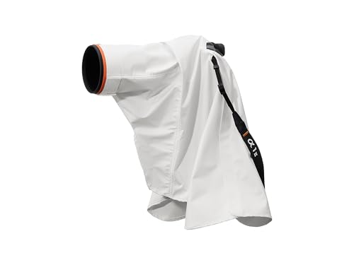 Sony LCR-EL, Wetterfeste Regenhülle für Kamera & Objektiv, Atmungsaktives Material, Sichtfenster, Schnellverschluss, Regenschutz, Weiß