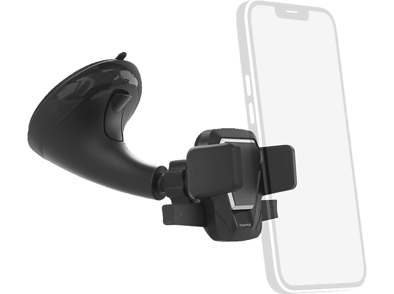 HAMA Easy Snap Kfz-Halterung für Smartphones, Schwarz, 360° drehbar, Saugnapfbefestigung, für Gerätebreiten von 5,5 bis 8,5 cm