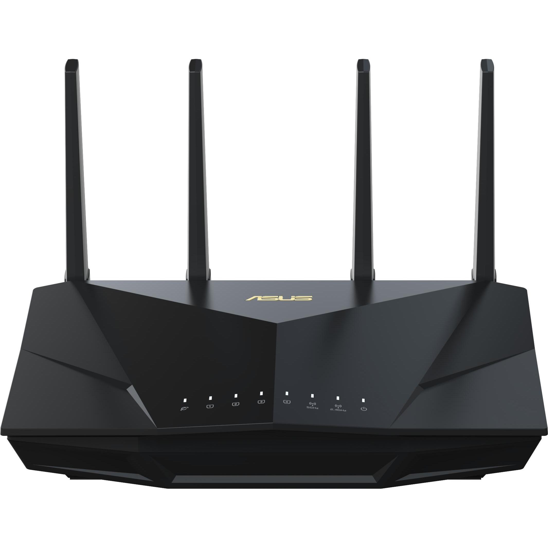 ASUS RT-AX5400, Dual Band WiFi 6 Router mit 5.400 Mbit/s, integrierter VPN, AiProtection Pro und Kindersicherung, Schwarz