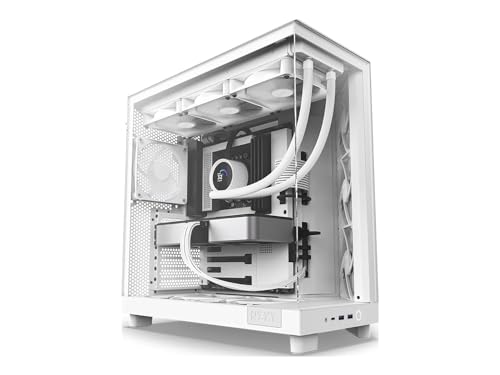 NZXT H6 Flow (ATX), PC Gehäuse, Weiss, innovatives Design mit Doppelkammer und Panoramaglas