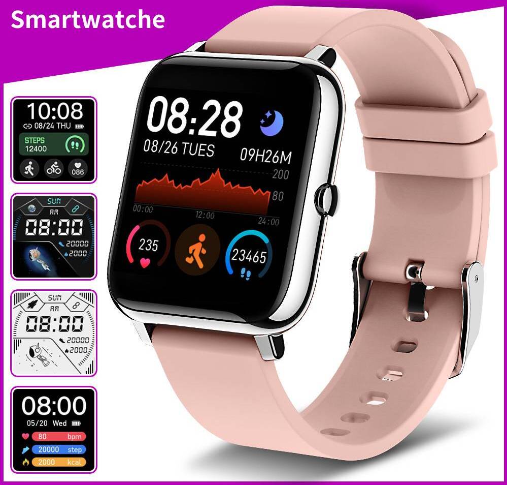 mc star P22 Wasserdichte Fitness Armband Smart Uhr mit Schrittzähler, Herzfrequenz- und Blutdruckmonitor für Männer und Frauen, Rosa