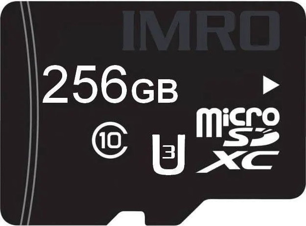 IMRO imro Card, Micro-SDHC-Speicherkarte 256GB Klasse 10 UHS-3, Schwarz, bis zu 85 MB/s Lesegeschwindigkeit