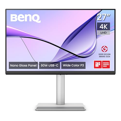 BenQ MA270UP 27 Zoll 4K Monitor, Nano-Gloss-Beschichtung, Dual-USB-C (90W), Mac-Farbabstimmung, integrierter USB-Hub, P3-Farbraum