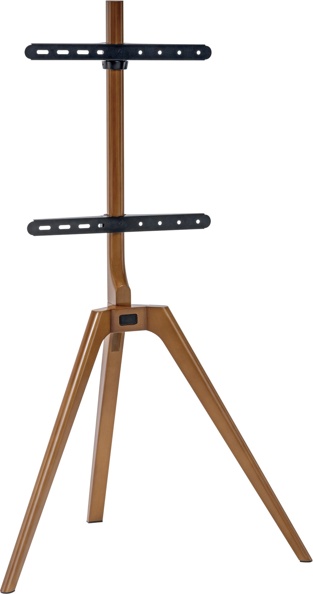 InLine® woodstand TV-Standfuß, Dreibein für LED-TV 114,30cm (45")-65" bis 40kg, Walnuss/S schwarz, inkl. VESA-Halterung und Kabelmanagement
