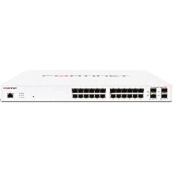 Fortinet FortiSwitch 124E, 1U 24-Port Managed Switch mit 4 SFP-Ports und 12 PoE, Weiß