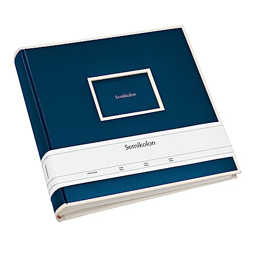 Semikolon 351095 Jumbo Album – 30x30 cm, 100 Seiten cremefarben, für 10x15 Fotos, mit Pergaminpapier – marine blau