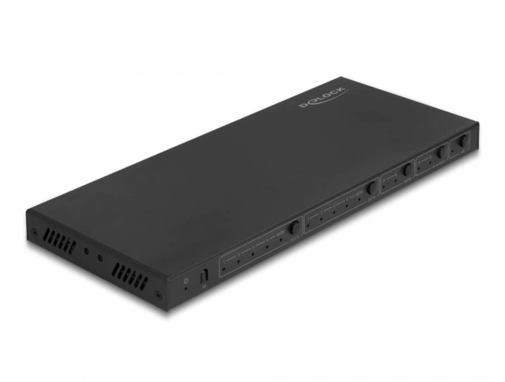 Delock 66454 HDMI-Switch, Matrix-Switch für 4 HDMI Geräte auf 2 Ausgängen mit Downscaler und Audio Extraktor