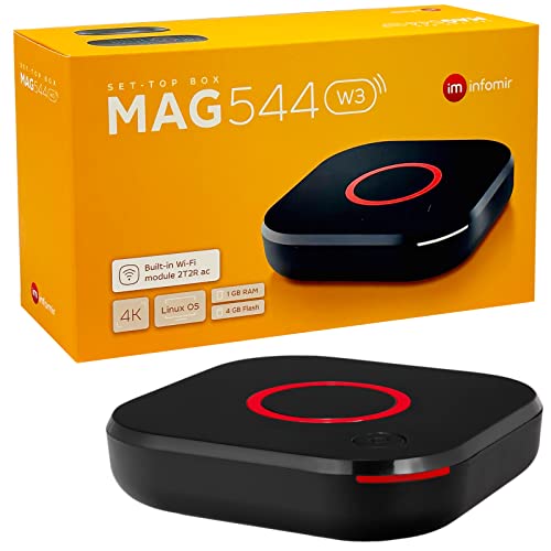 MAG 544w3 Original Infomir & hb-digital 4K IPTV Set Top Box Multimedia Player Internet TV IP Receiver UHD 60FPS 2160p@60 FPS HDMI 2.1 4K- und HEVC-Unterstützung USB3.0 4X ARM Cortex-A35 + HDMI Kabel