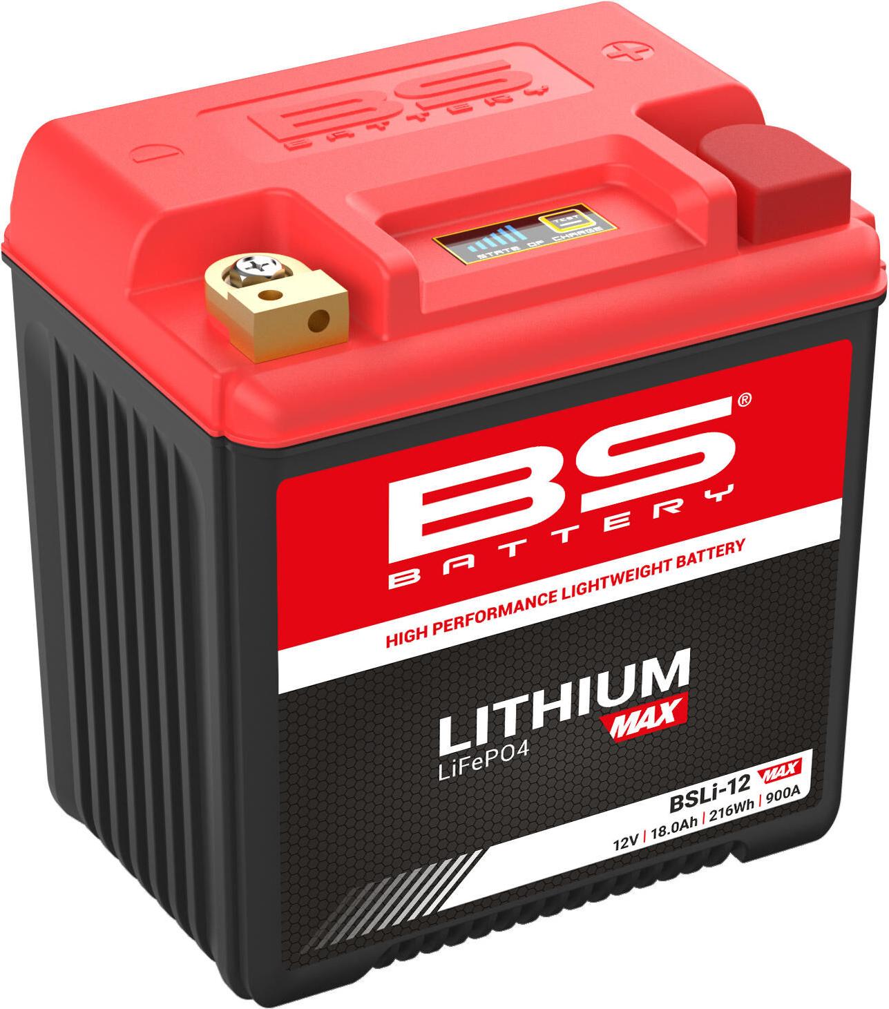 BS Battery BSLi-12 Max, Lithium-Ionen-Batterie mit 12,8 V und 18 Ah, hohe Startleistung 900 A, ultraleicht, integrierte Ladezustandsanzeige