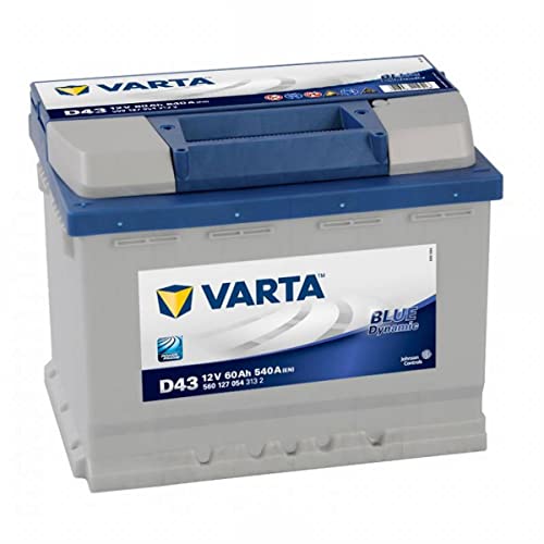 VARTA D43 Blue Dynamic, 60Ah 540A Autobatterie, wartungsfrei für PKW und Mittelklassefahrzeuge, 12V