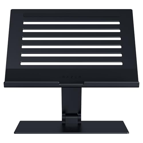 Razer Adjustable Laptop Stand - Ergonomischer höhenverstellbarer Laptop-Ständer für Laptops bis zu 18 Zoll (höhen- und neigungsverstellbar, Robustes Aluminium, belüftetes Design) in Schwarz
