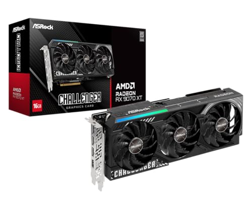ASRock Radeon RX 9070 XT, 16 GB GDDR6 Grafikkarte mit RDNA 4-Architektur, 2970 MHz Boost-Takt und dreifachem Kühlsystem