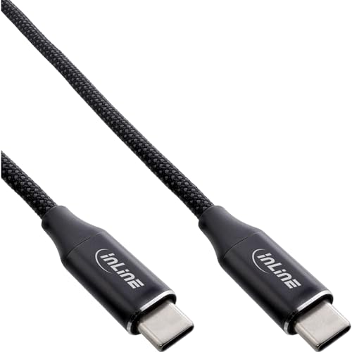 InLine® Magnetic USB-C Kabel, USB-C Stecker/Stecker, 100W, schwarz, 1m, flexibles und robustes Nylon-Kabel mit E-Marker und 480 Mb/s Datenübertragung