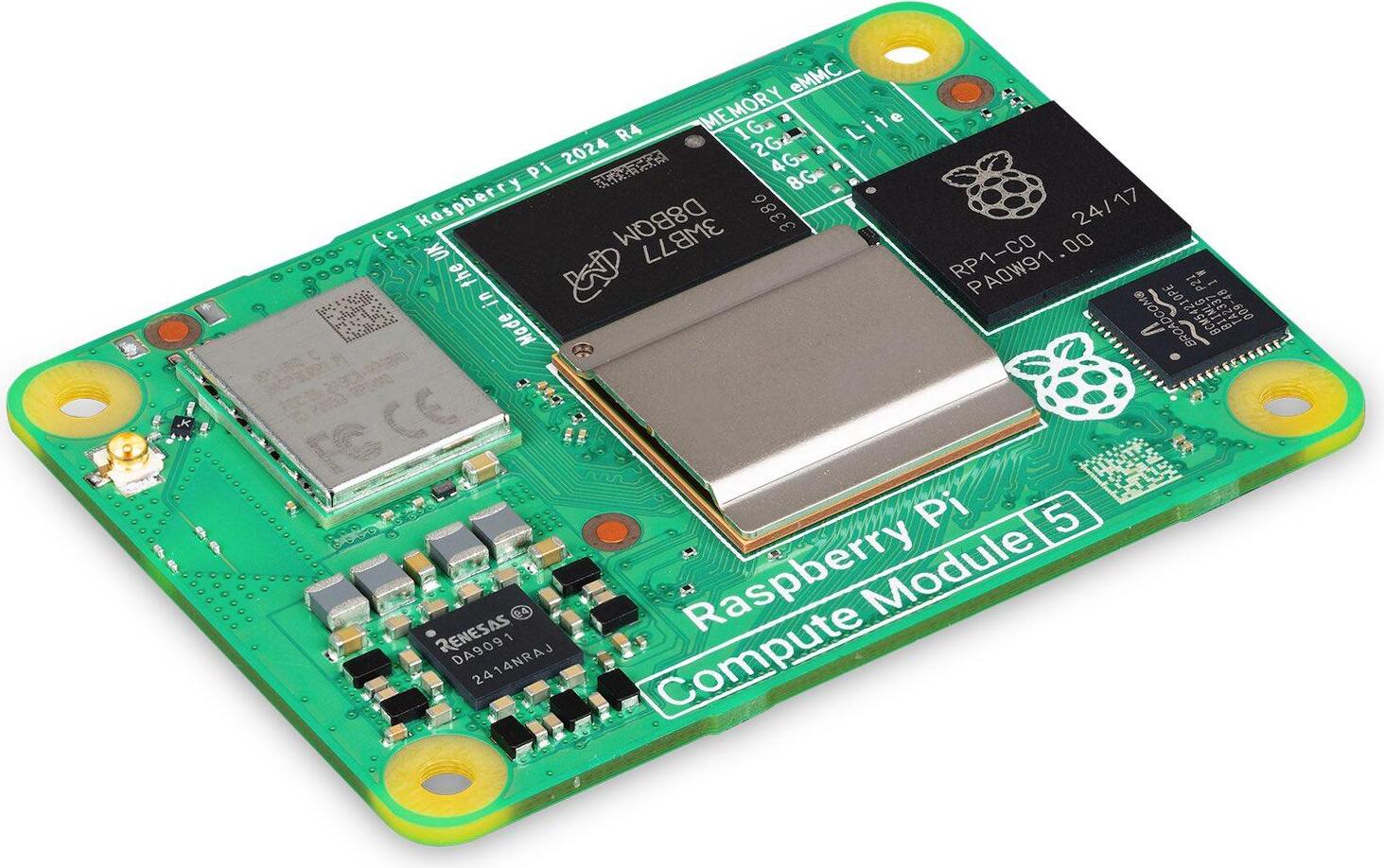 Raspberry Pi Compute Module 5, 16GB RAM, 32GB Flash, ohne WLAN/Bluetooth, 64-Bit Arm-Prozessor