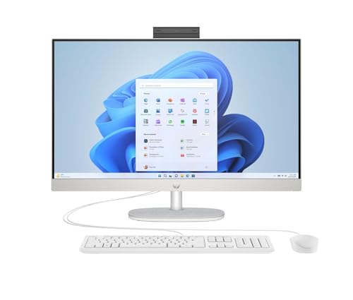 HP All-in-One 27-cr0501ng PC, 27 Zoll Full HD, AMD Ryzen 5, 8 GB RAM, 512 GB SSD, Windows 11 Home, weiß