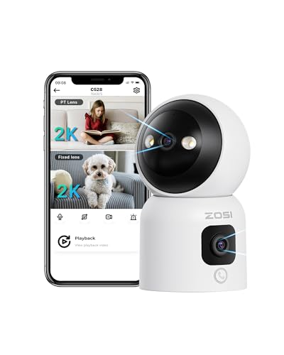 ZOSI Dual-Lens Überwachungskamera C528D mit 2K+2K, 2,4/5G WLAN, KI Personenerkennung, Farbnachtsicht