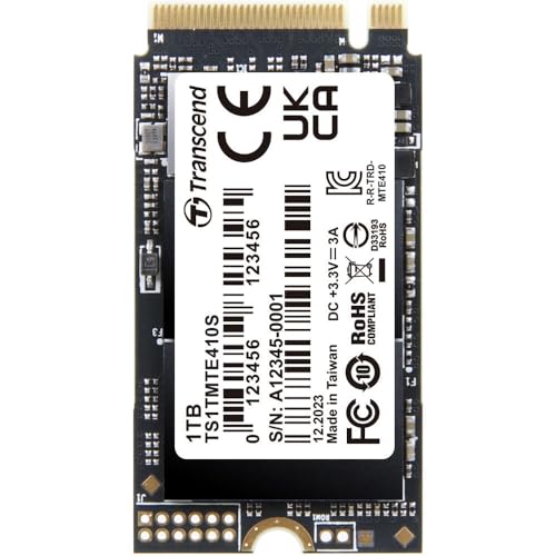 Transcend MTE410S 1TB SSD disk M.2 2242, NVMe PCIe Gen4 x4 5000MB/s R 3500MB/s W (1000 GB), SSD - TRANSCEND 1TB M.2 2242 PCIe Gen4x4 NVMe 3D TLC DRAM-less