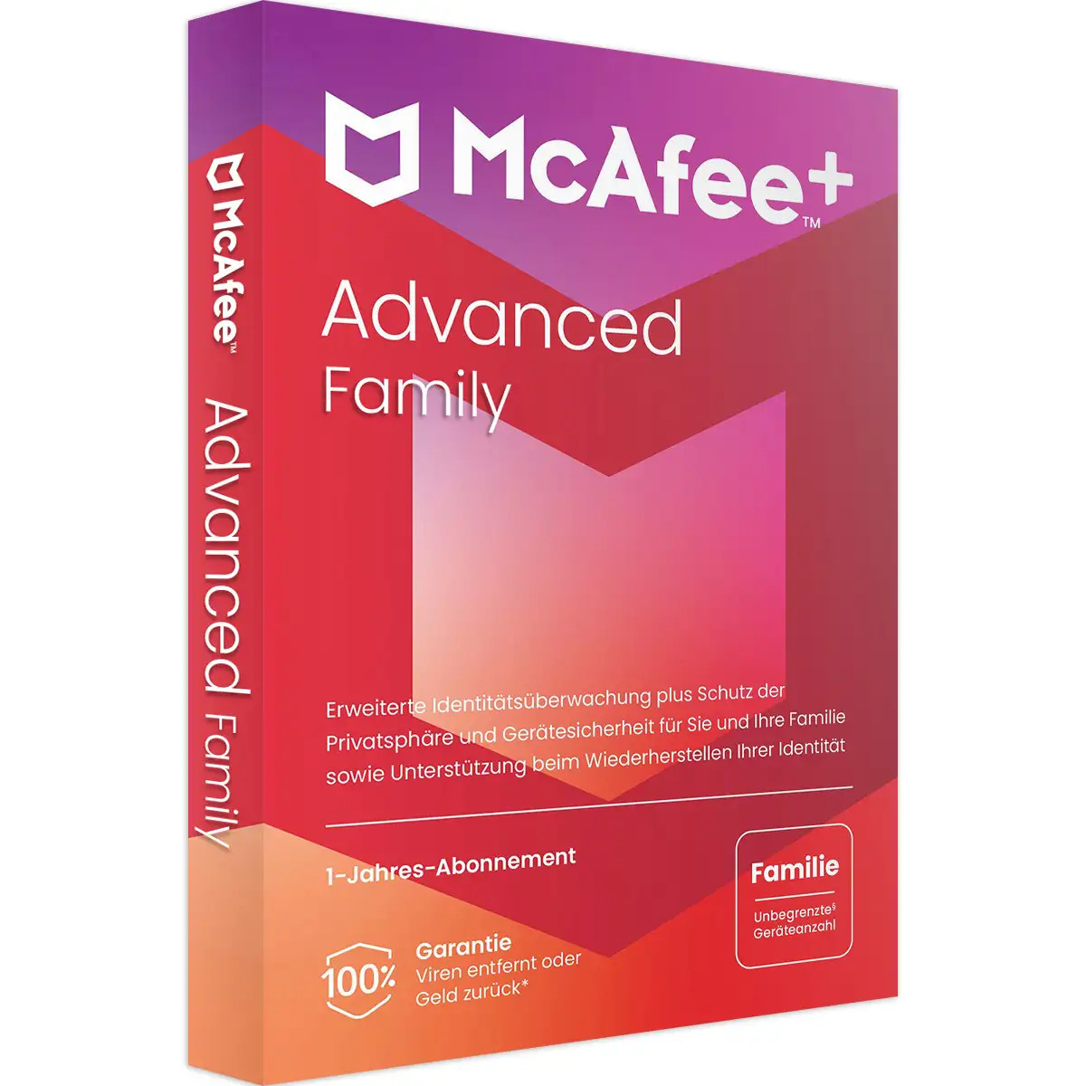 McAfee+ Advanced Family 2026, umfassendes Antivirenprogramm mit Echtzeitschutz und Kindersicherung