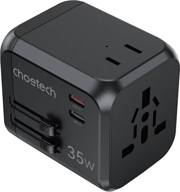 CHOETECH PD5008 Travel Charger, 3xUSB-A, 2xUSB-C, GaN, 35W, Universaladapter für US/EU/UK/AU, schwarz