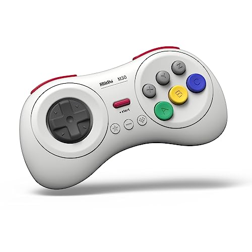 8bitdo M30 Bluetooth Controller, Gaming Controller für Switch, Raspberry Pi 3, Android und Windows, Weiss, mit Turbo-Funktion und wiederaufladbarer Batterie