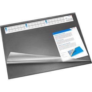 Läufer Schreibunterlage 49646, Synthos II, schwarz, Kunststoff, mit Sichtplatte und Kalender, 65 x 52cm