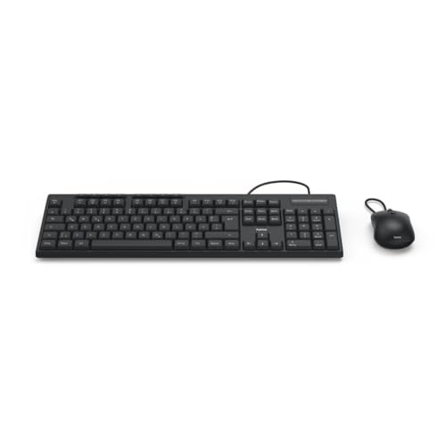 Hama CKM-200 Tastatur Maus Set (USB, ergonomisches Tippgefühl, leise Tasten, abnehmbares Kabel, dpi Schalter, Multimedia, schwarz)