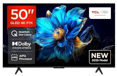 TCL 50P7K QLED 50 Zoll 4K UHD TV mit Dolby Vision, Google TV, HDR10+, Dolby Atmos und Chromecast