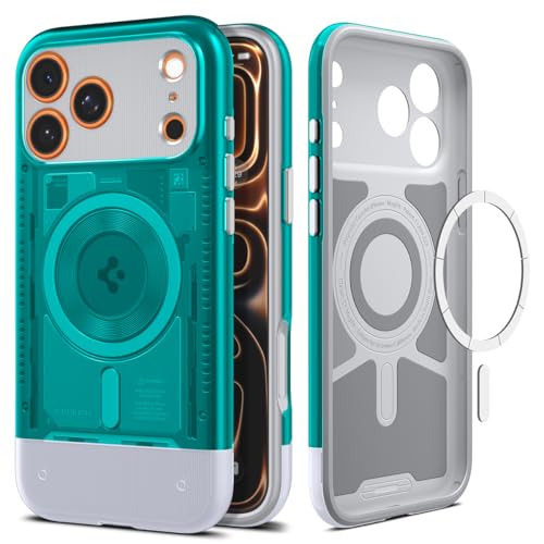 Spigen iPhone 17 Pro Max Hülle Classic C1 MagFit Case, Retro-Futuristisches Design, 6-Lagen Schutz, kompatibel mit MagSafe Zubehör - Bondi Blue