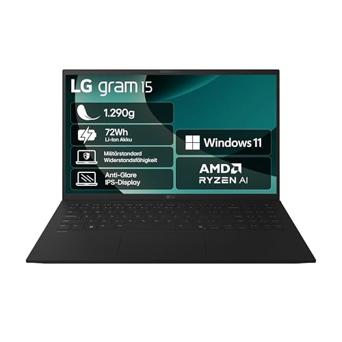 LG gram 15 Zoll Notebook, AMD Ryzen AI 7 350, 16GB RAM, 1TB SSD, AMD Radeon 860M, Windows 11 Home, Schwarz