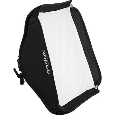 Godox S2-type Bracket Bowens mit Softbox 60x60cm und Grid, stufenlos einstellbar, ideal für Fotografie vor Ort