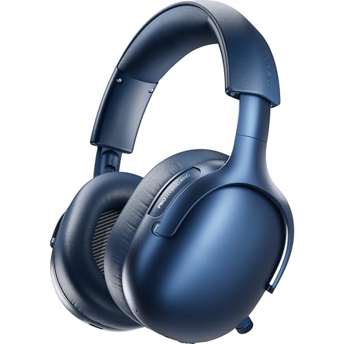MEDION HX-1 Pro Over Ear Kopfhörer, kabellos mit Hybrid Active Noise Cancelling, Bluetooth 6.0, 190 Stunden Akkulaufzeit, IPX4 Spritzwasserschutz, blau