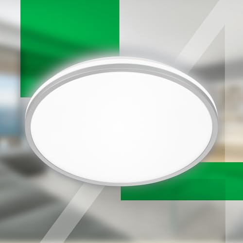 BRILONER - EEK A LED Deckenlampe Effizient mit 8,5W bei 1800lm, ca. 50.000h Licht, indirektes Licht, LED Lampe, LED Deckenleuchte, Wohnzimmerlampe, LED Panel, Küchenlampe, 33x6 cm, Chrom-Matt