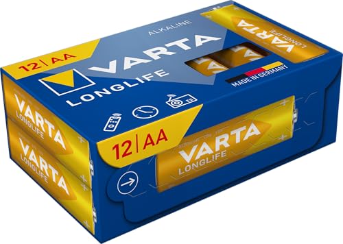 Varta Longlife AA Batterien, CUBE12, auslaufsicher und mit 10 Jahren Lagerfähigkeit