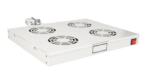 Equip Lüftermodul 19" für Serverschränke, 4xLüfter RAL7035 - Hochwertiges Gehäuselüftermodul, langlebig und robust, flexible Gestaltung