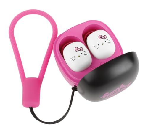 Konix Hello Kitty Drahtlose Kopfhörer TWS, 6 h Akkulaufzeit + 15 h Ladebox, Bluetooth-Verbindung, Schwarz und Pink