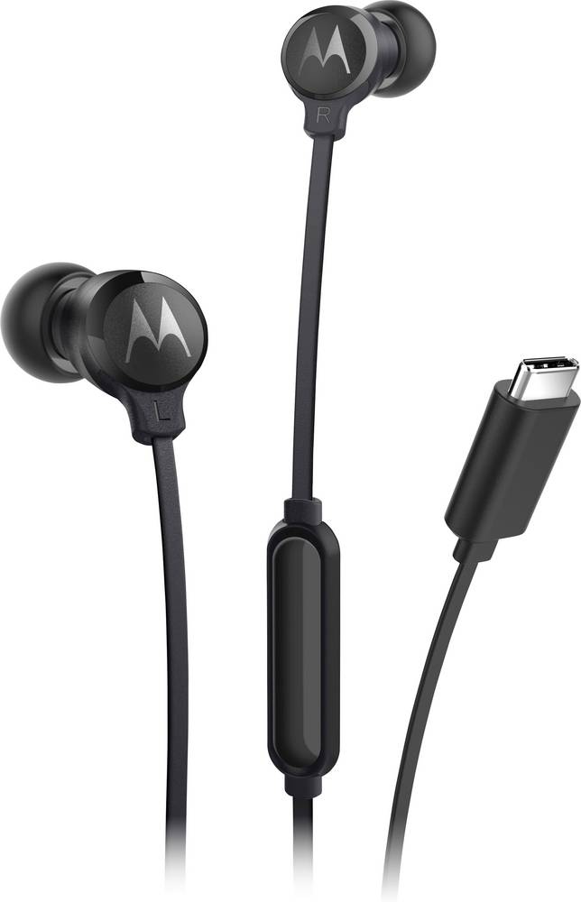 Motorola In Ear Kopfhörer, 9,4-mm-Treiber, Mikrofon mit Stummschaltung, schwarz