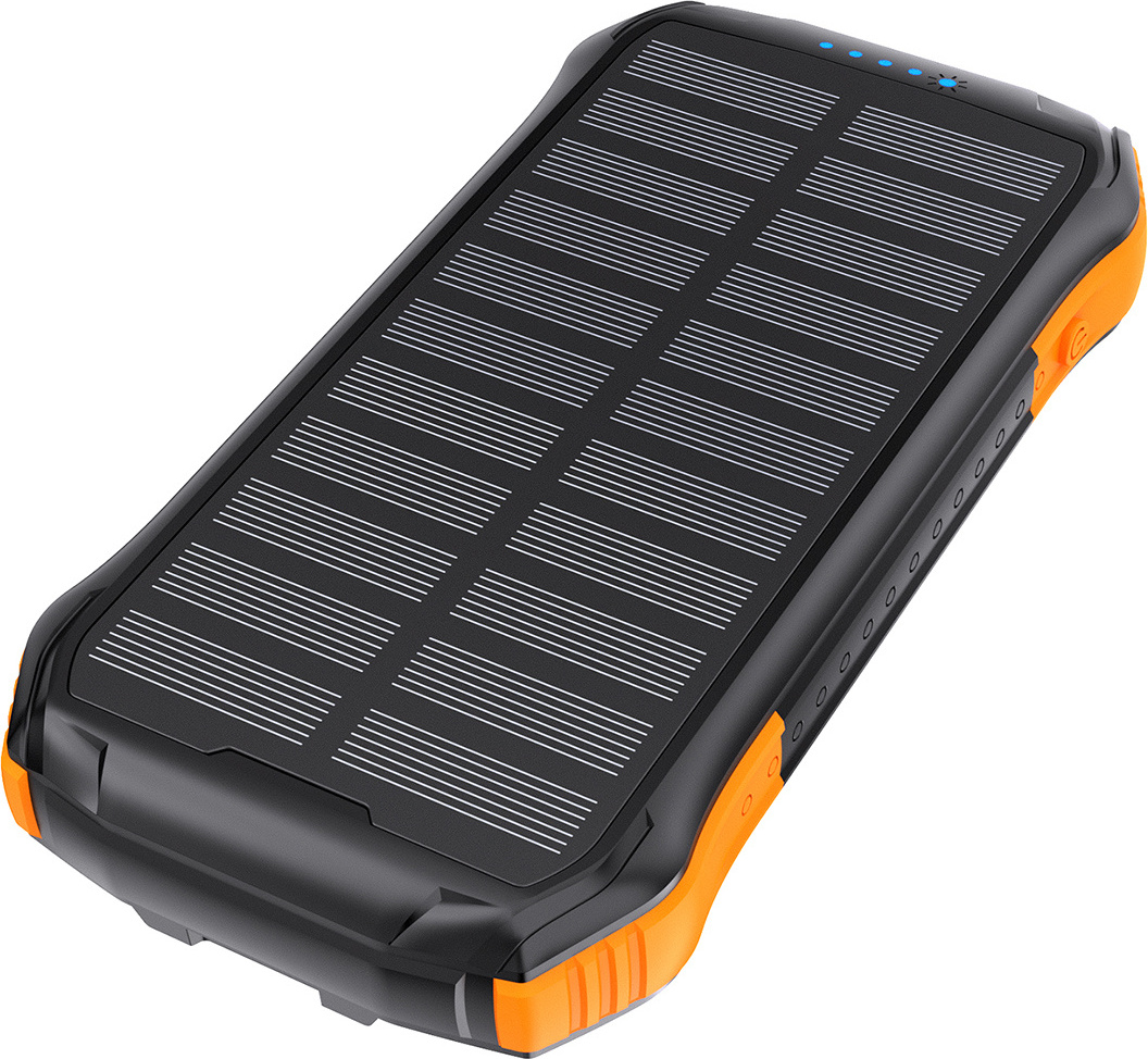 CHOETECH B658 Solar-Powerbank 10000mAh, 2x USB, Qi 5W, schwarz-orange