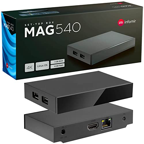 MAG 540 Original Infomir & hb-digital 4K IPTV Set Top Box Multimedia Player Internet TV IP Receiver UHD 60FPS 2160p@60 FPS HDMI 2.1 4K- und HEVC-Unterstützung USB3.0 ARM Cortex-A35 + HDMI Kabel