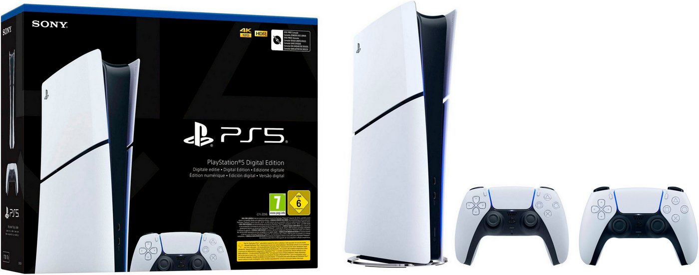 PlayStation 5 Digital Edition (Slim), 1TB Konsole inkl. zweitem DualSense Wireless-Controller