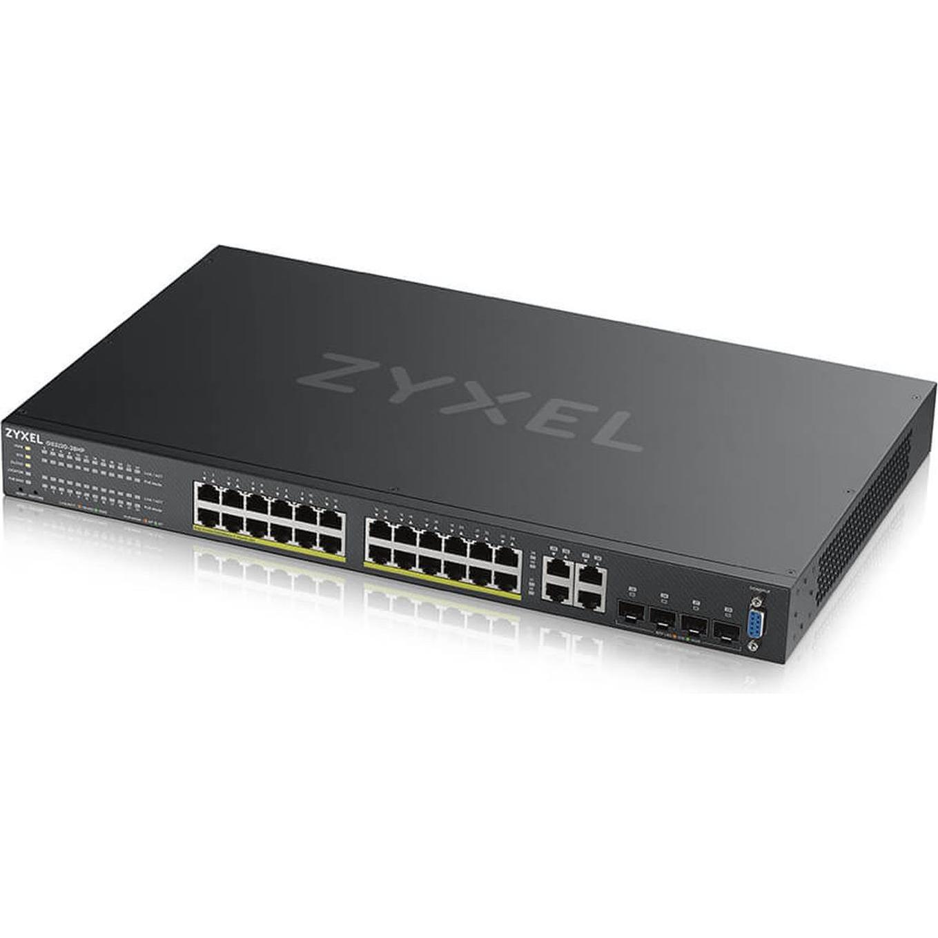 Zyxel GS2220-28HP, Managed Netzwerk Switch mit 28 Ports, 24 PoE+-Ports, 1000 Mbit/s, schwarz