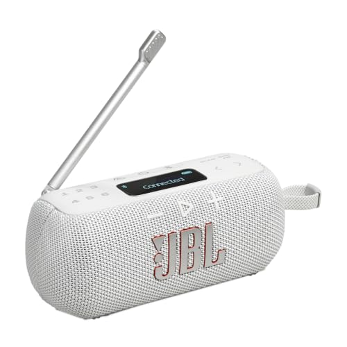 JBL Tuner 3, Tragbares DAB/DAB+/UKW Bluetooth Radio, 6 Sender, 15 Std Wiedergabe, IP68 Wasser- und staubdicht, Auracast Multi-Cast, kompatibel mit JBL Portable App, Weiß