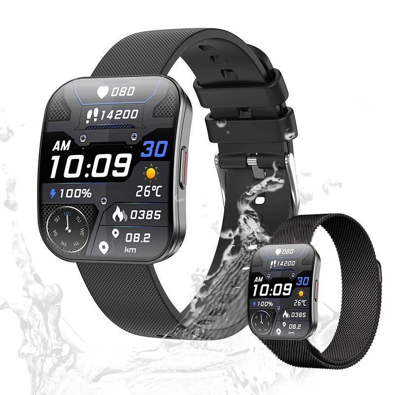 Valdus Damen Smartwatch Elegante Luxus-Armbanduhr IP68 Wasserdicht 1.85 Zoll, Fitness-Tracker mit Telefonfunktion und Gesundheitsüberwachung, Schwarz