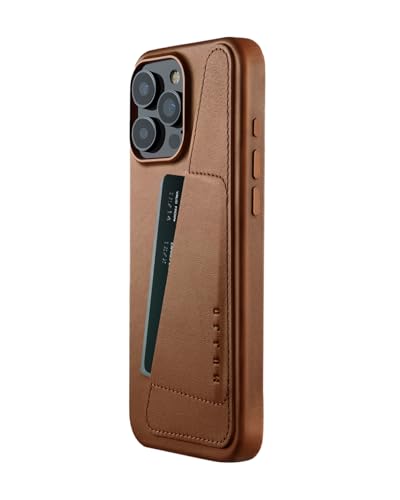Mujjo Leather Wallet Case iPhone 16 Pro Max Braun - Integrierte Brieftaschen-Funktionalität, Außergewöhnlicher Schutz, Magsafe-Leistung, Hochwertiges europäisches Leder, Recycelte Materialien