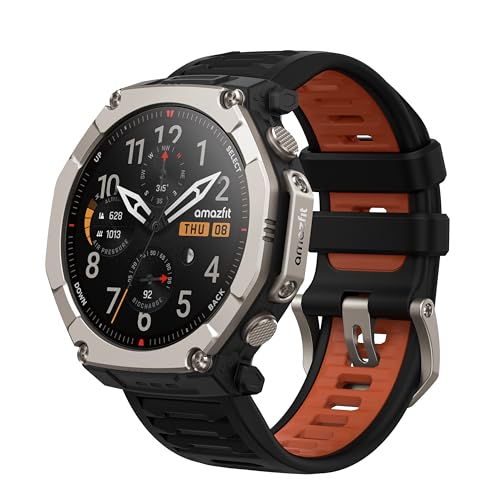 Amazfit T-Rex Ultra 2, Dualband-GPS Outdoor Smartwatch mit 51 mm Titangehäuse, 1,5" Saphir AMOLED Display, Taschenlampe, 30 Tage Akkulaufzeit, 10 ATM Wasserdichtigkeit, 180+ Sportmodi für Android & iPhone