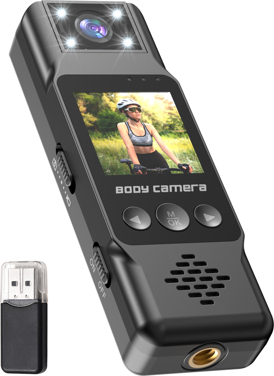 Douself 4K-WLAN-Koerperkamera, tragbare Mini-Videokamera mit 180° drehbarem Objektiv, Audio- und Videoaufzeichnung, Bewegungserkennung, magnetischem Rückclip, 1200 mAh Akku, erweiterbarer Speicher bis 128 GB