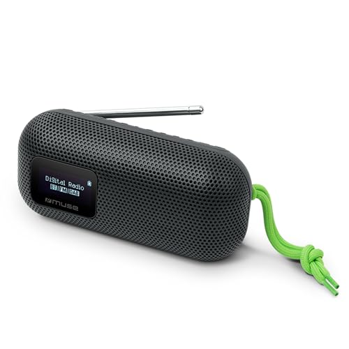 MUSE M-760 DBT, Bluetooth Lautsprecher mit DAB, FM Radio, spritzwassergeschützt, Auto Pairing (NFC), Akkubetrieben, USB-C