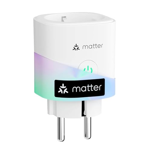 meross Matter WLAN Steckdose, Smart-Steckdose mit Stromverbrauchsmessung, kompatibel mit Apple Home, Alexa, Google Home, Sprachsteuerung, Fernzugriff, 16A